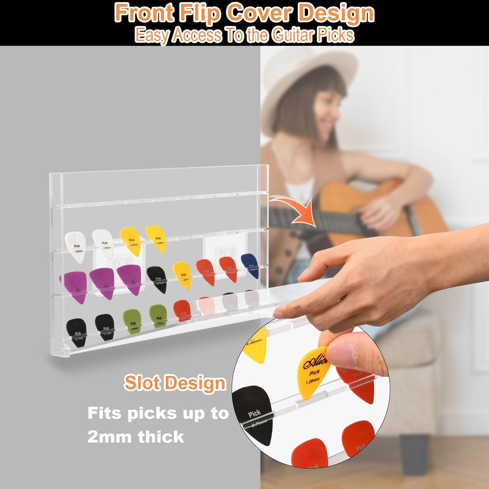 TXEsign Guitar Pick Wall Mount Display Case for Picks Storage and Display, Gu...