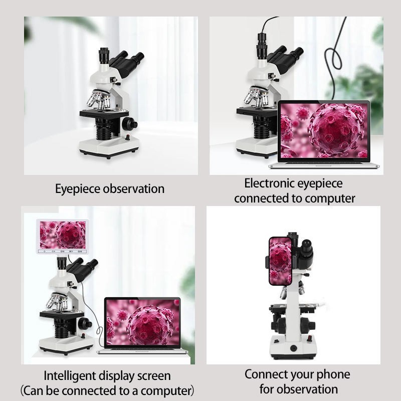 M83EZ11 40 X -5000 X Trinocular LED Lab Compound Microscope with Double LayerEle