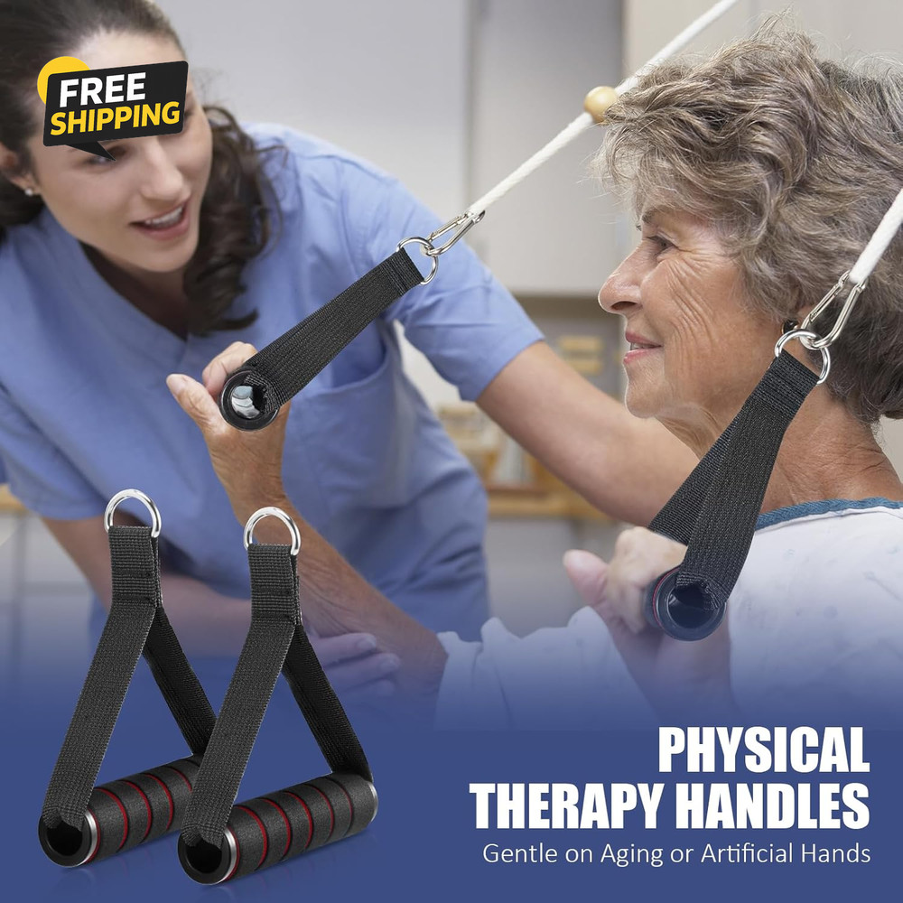 2 Pack Upgraded Exercise Handles, Gym Equipment for Cable Machine Attachments
