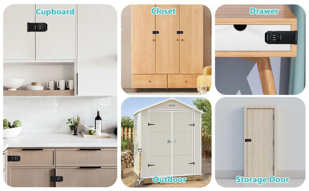 Closet Door Lock, 3-Digit Cupboard Locks with Code Keyless Combination Cabine...