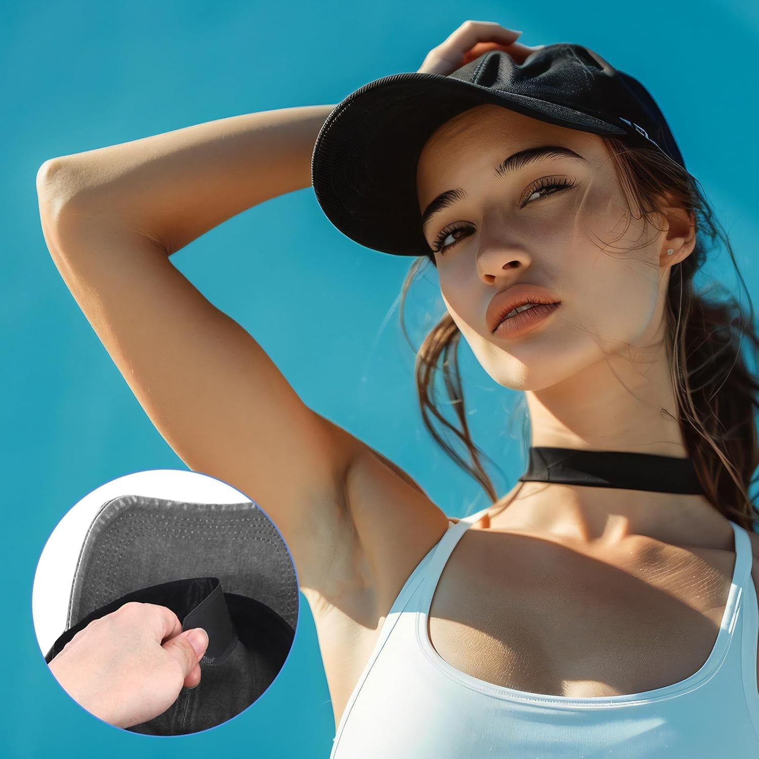 60 PCS Hat Sweat Liner,Prevents Stains Absorbent Shields Protector Black