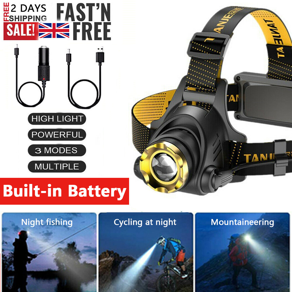 12000000lm LED Headlamp USB Rechargeable Headlight Head Torch Lamp Flashlight