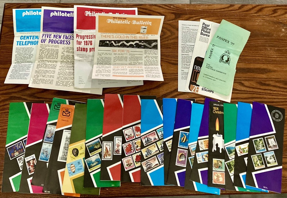 New Zealand Post Office Lot of Bulletins, New Releases Announcements Lot 1974-77