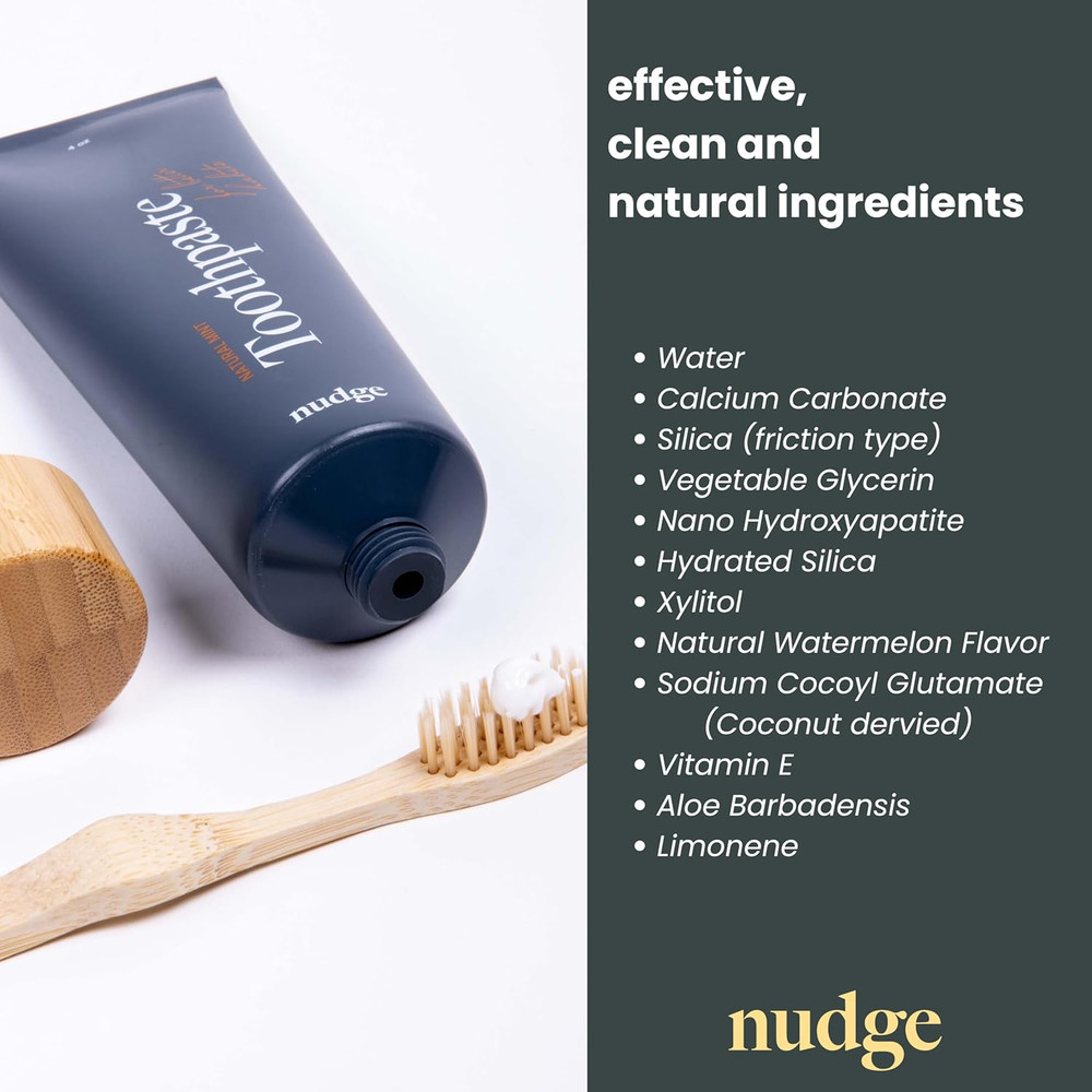 Nudge 10% Nano Hydroxyapatite Toothpaste, Remin+ Formula with Vitamin E, Fluorid