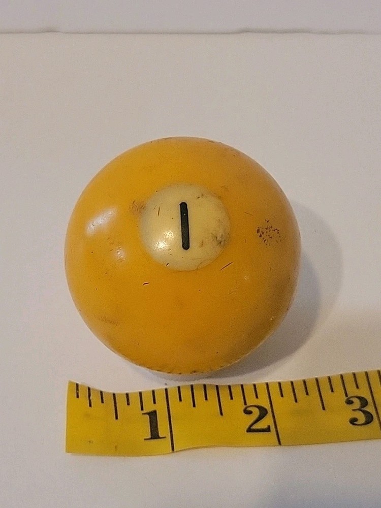 Vintage No. 1 Solid Yellow Pool Ball Billiard 2" Replacement (A)