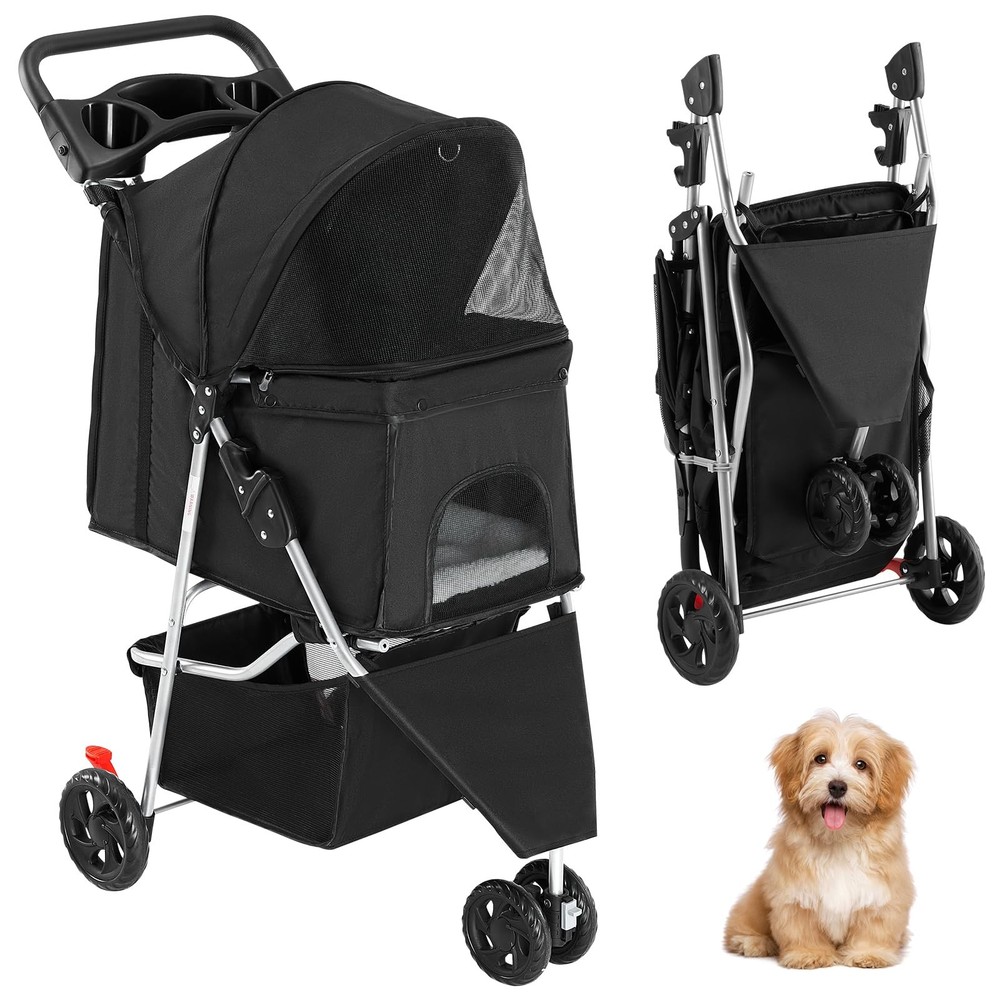 Sweetcrispy Pet Stroller for Dogs & Cats - Foldable, Lightweight, Durable