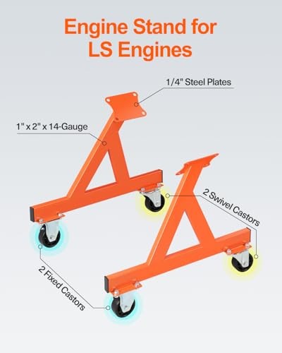 LS Engine Stand Cradle, Rolling Storage Stand for GM Chevy V8 LSx Orange