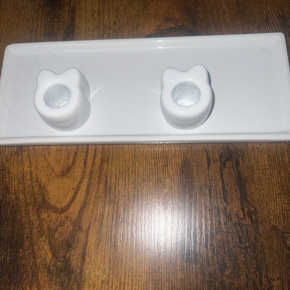 Toothbrush Holder & Tray Set by Cat Lady Box Solid White Porcelain Ceramic Cat
