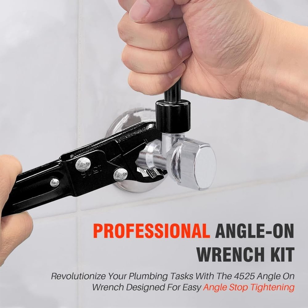 Angle Stop Wrench Kit Plumbing Tool For Compression Stops Nuts Black