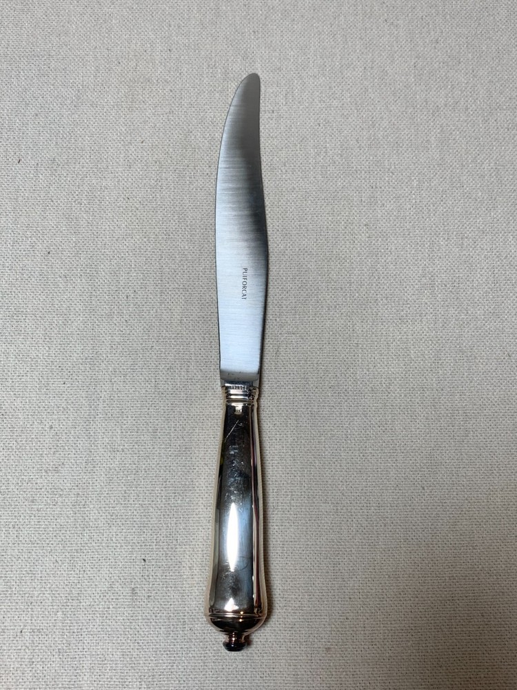 Vtg Puiforcat Cardinal Dinner Knife Stamped France Silver Plate Used Flatware