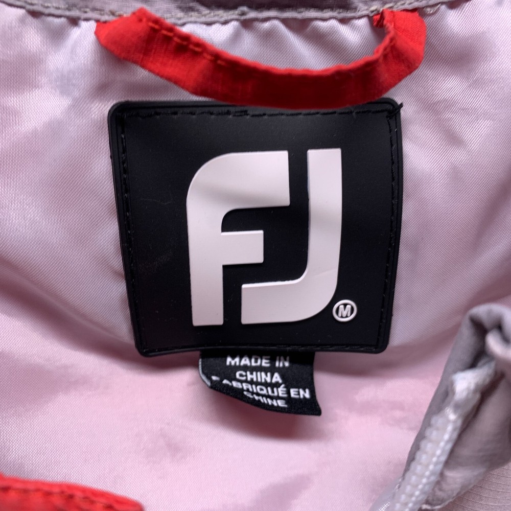 Footjoy Jacket Mens Medium Red Gray Golf Quarter Zip Pullover