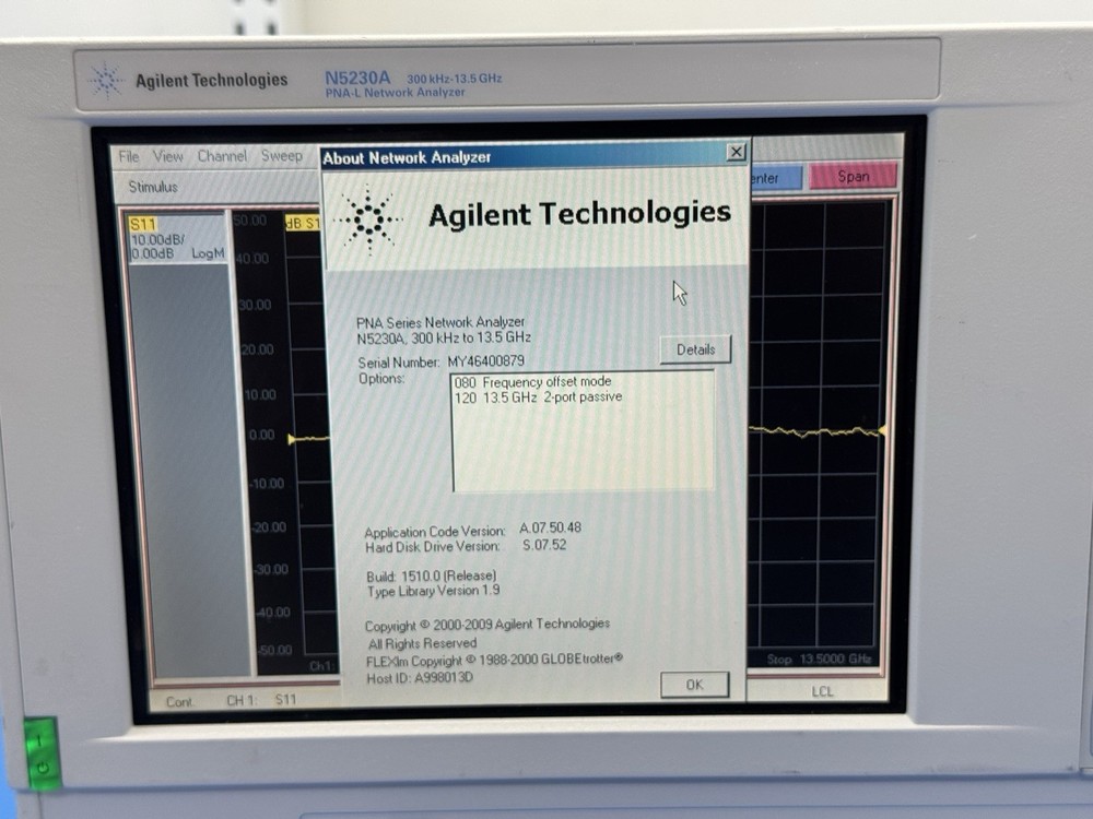 Agilent N5230A 300kHz-13.5Ghz Vector Network Analyzer Opt 080