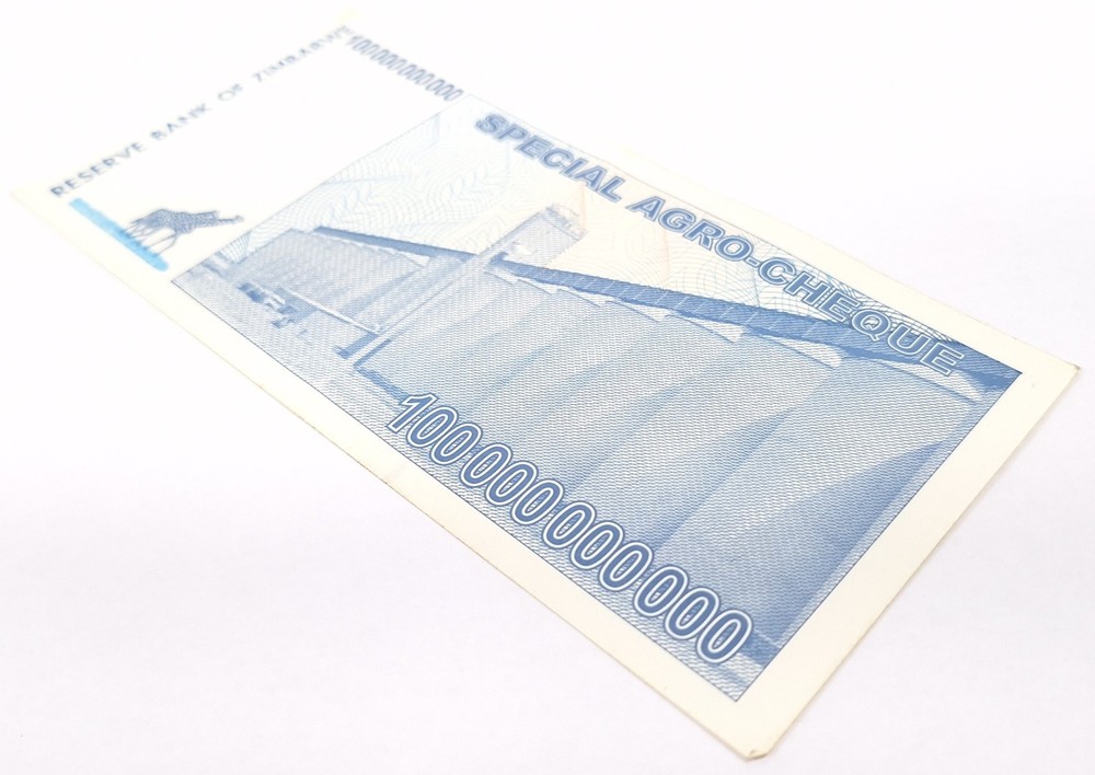 July, 1 2008 Zimbabwe 100 Billion Dollars Uncirculated ZA Replacement Note