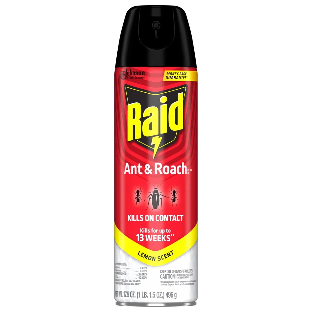 Raid Ant & Roach Killer Spray For Listed Bugs Keeps Killing for Weeks Lemon