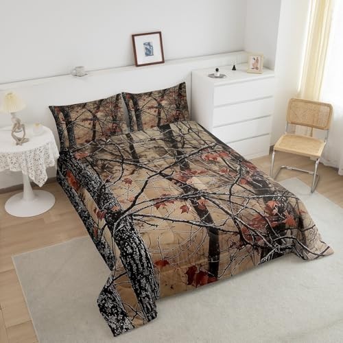 Camo Comforter Set Size,Rustic Western Bedding Sets for Boys King Black Yellow