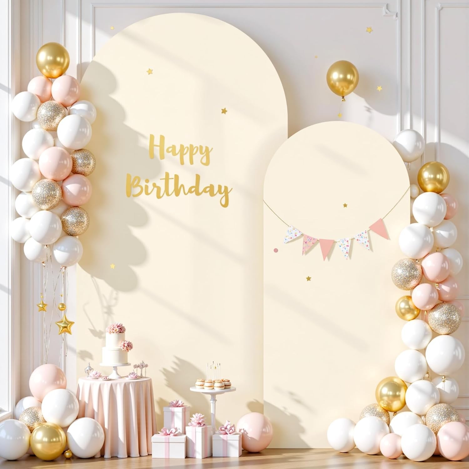 Spandex Arch Cover Zippered Archway Backdrop for Wedding Party Photoshoot4-7.2FT