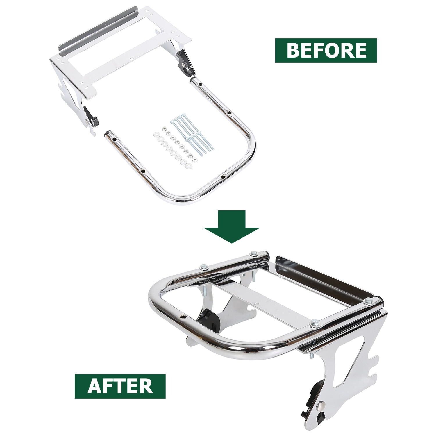 Detachable Two-Up Tour Pack Mount Luggage Rack +Docking For 97-08 Harley Touring