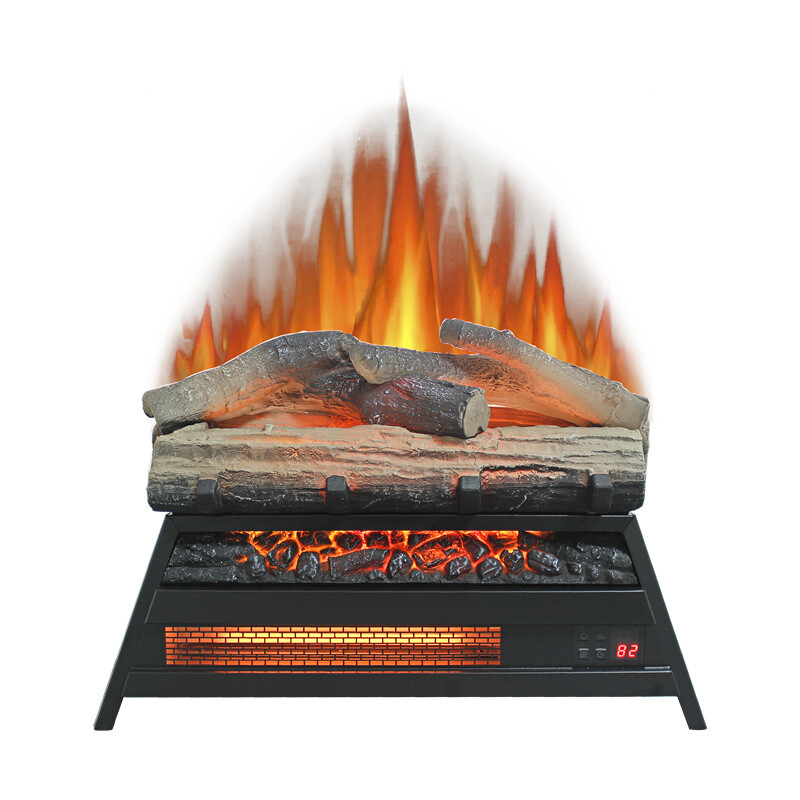 23 in Electric Fireplace Insert Log Heater w/3D Flame Remote & Overheat Function