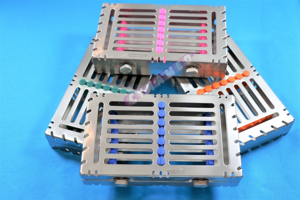 GERMAN GRADE STERILIZATION CASSETTE TRAY RACK BOX FOR 7 INSTRUMENTS AUTOCLAVABLE