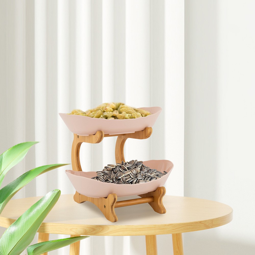 2 Tier Fruit Bowl, Fruit Basket Stand, Fruit Serving Tray