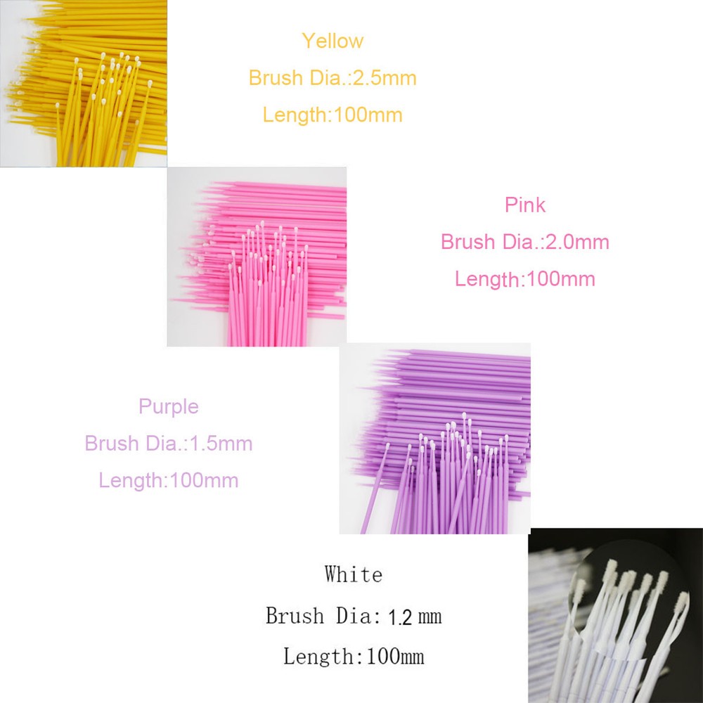 4 Sizes Dental Disposable Micro Applicator Bendable Brush & Makeup Brush