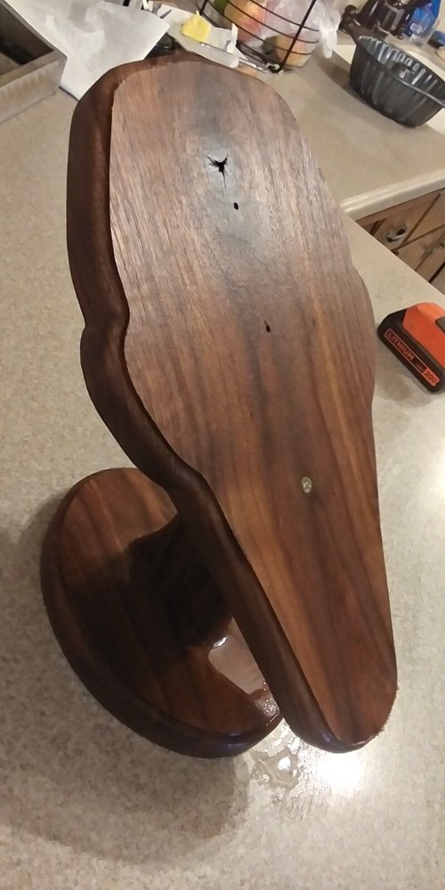 Handcrafted solid lumber (not a panel) European Deer Skull Mount Plaque.