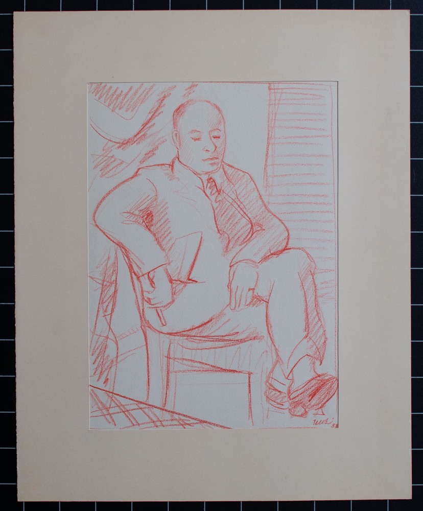 Hellmuth Mueller-Leutert Man Portrait Cigarette Signed Unique Drawing 1932