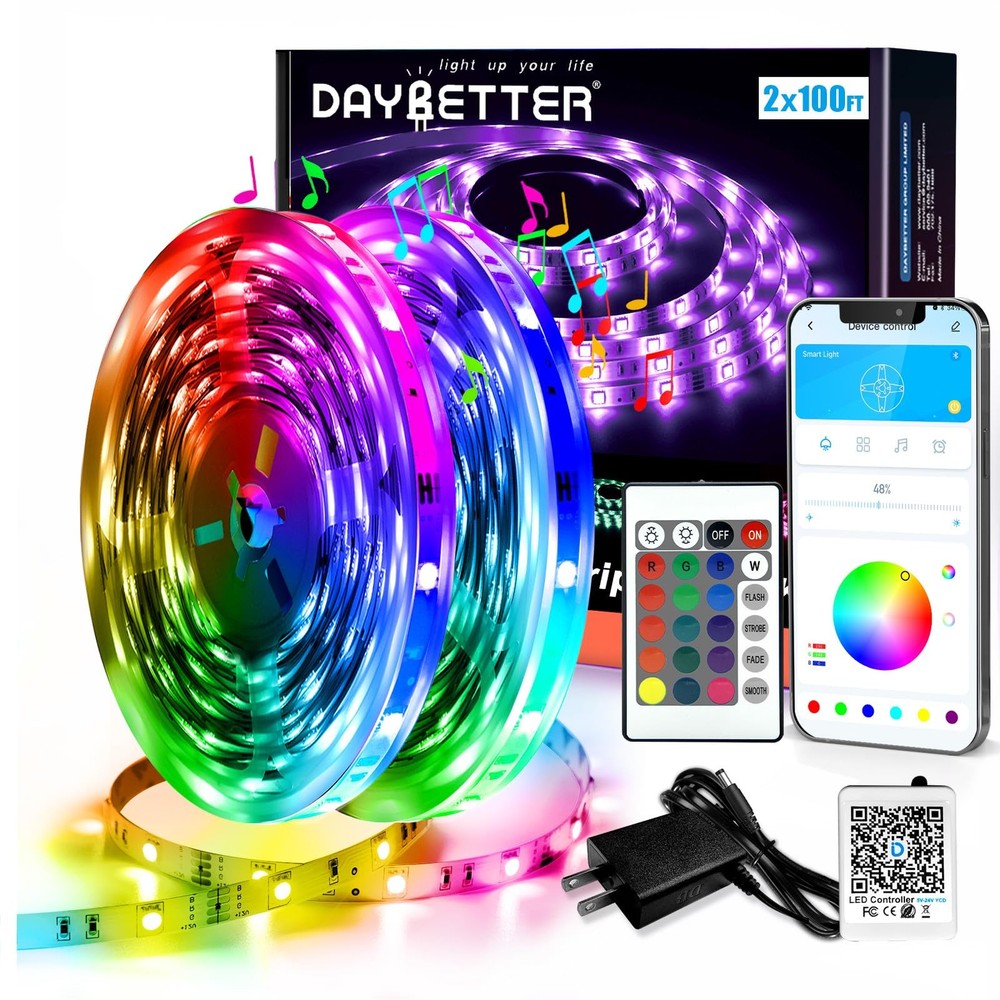 DAYBETTER Led Strip Lights Smart with App Control Remote, 200FT, Multicolor