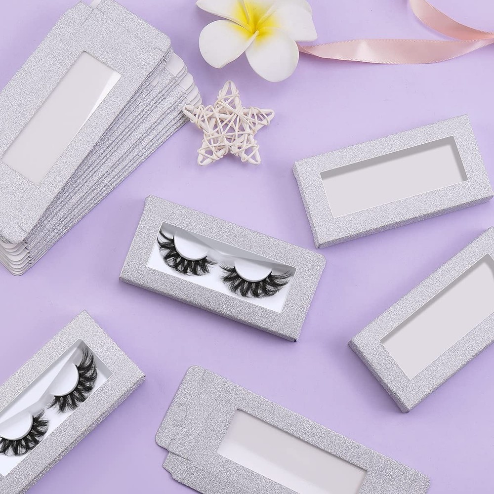 40pc Empty Eyelash Packaging Boxes with 20 Lash Trays False Lash Case Silver