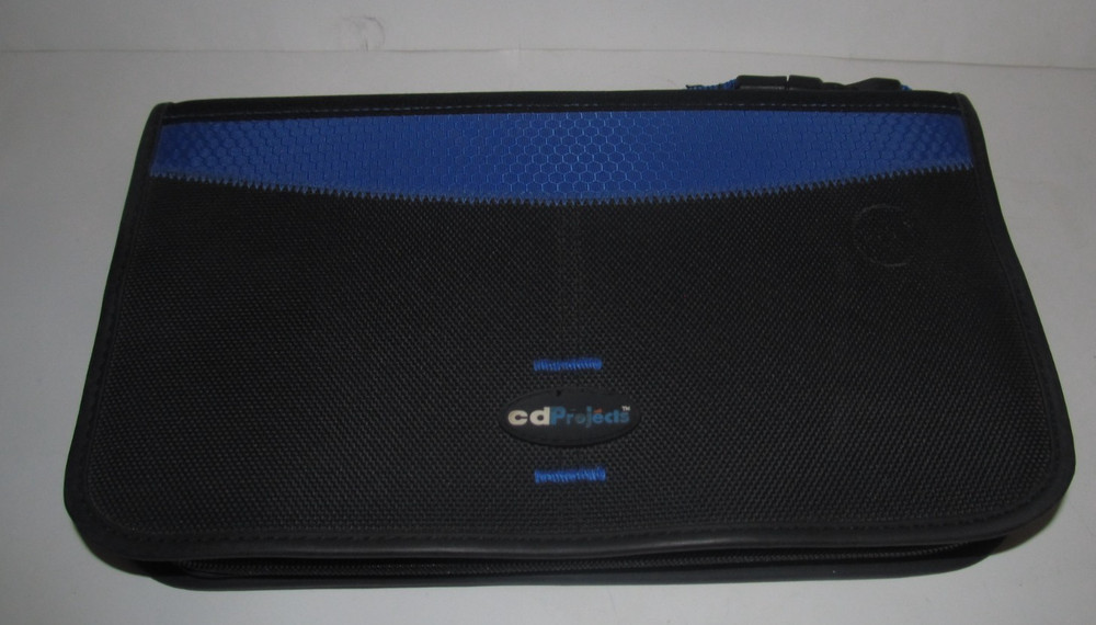 CD Projects Zippered 56-Disc CD Case Black & Blue Zipper Storage Case (WSS2)