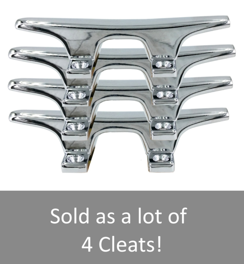 4.5" Boat Cleat - Open Base - Chrome Plated Zinc {SOLD AS A LOT OF 4}