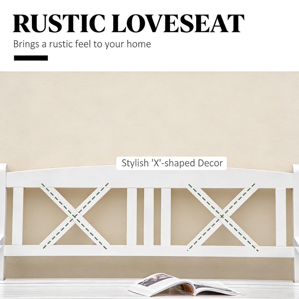 Rustic Style Garden Bench Solid Bench White
