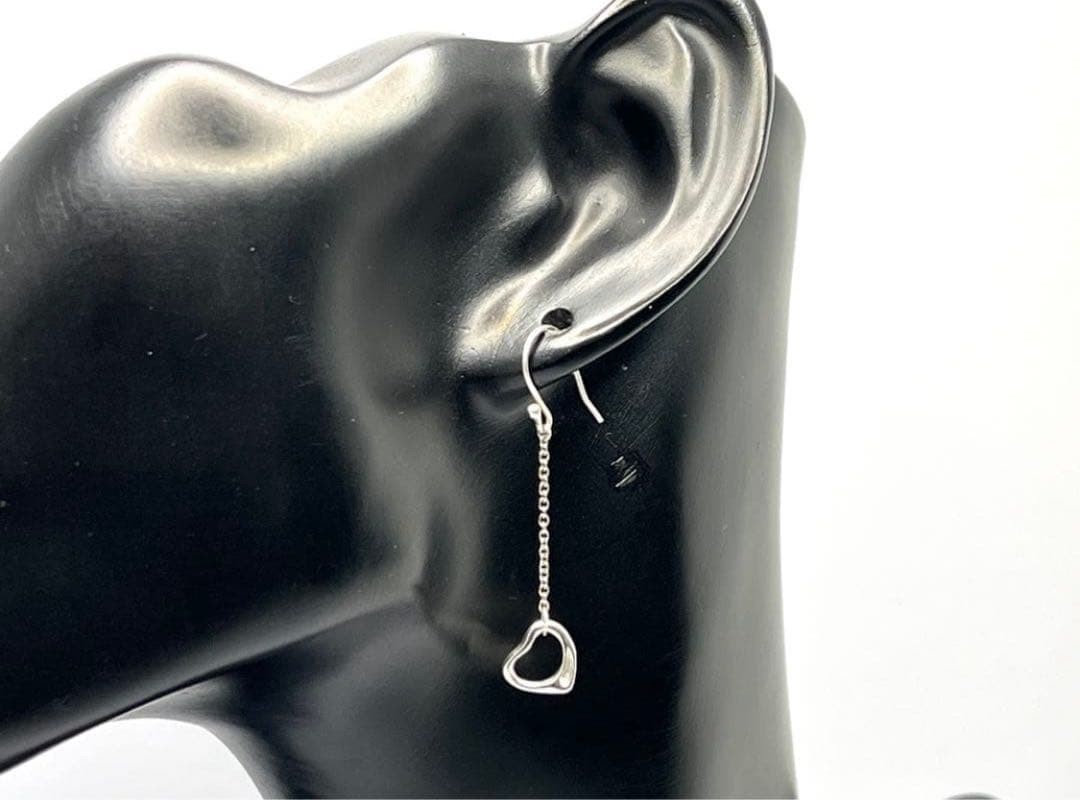 h518 Excellent condition Tiffany & Co. Open Heart Drop Hook Earrings 925