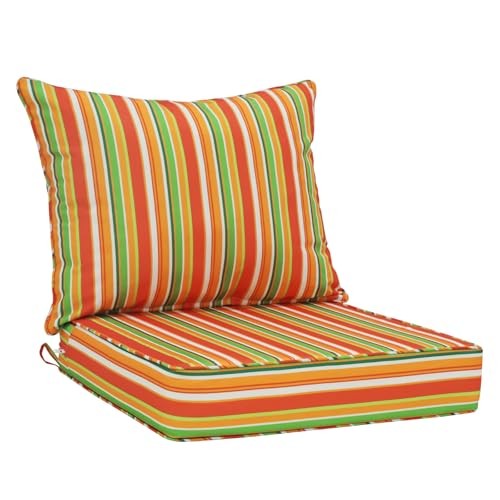 Deep Seat Patio Chair Cushions, 2 Piece Set, Water Resistant Set of 1 Rainbow
