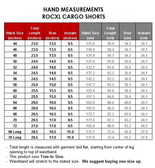 Big & Tall Sizes 46 - 72 Men's ROCXL Cargo Shorts Expandable Waist