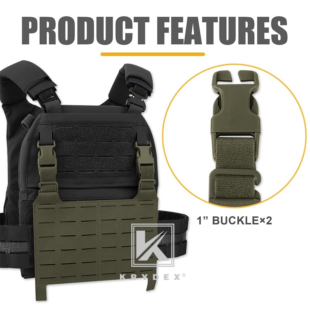 KRYDEX Tactical MOLLE Panel Front Flap Placard Removable Swift Buckle Green