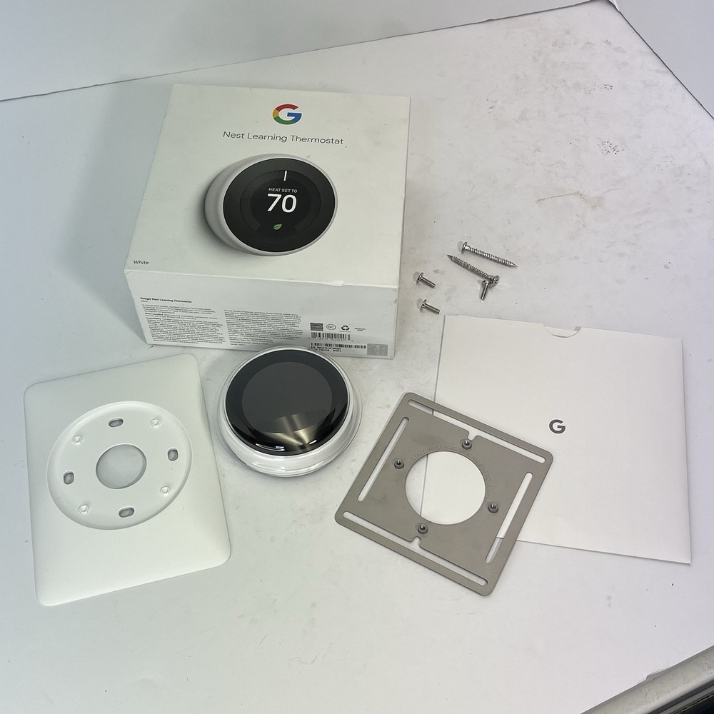 Google Nest Learning Thermostat 3rd Gen White Programmable Smart Wi-Fi T3017US