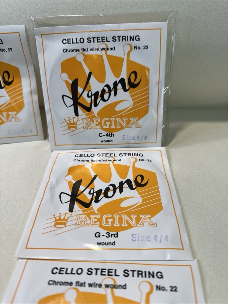 Krone Cello Strings Set Size 4/4 Made In Germany Chrome Flat Wire Wound