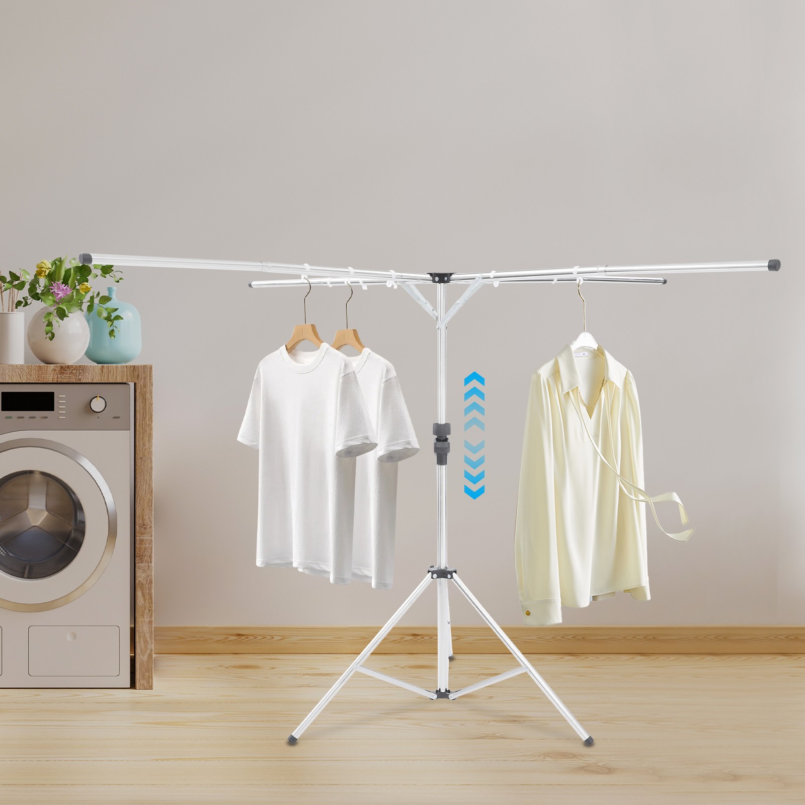 Folding Tripod Clothes Drying Rack Adjustable Clothes Rack X-Shaped Clothes Rack