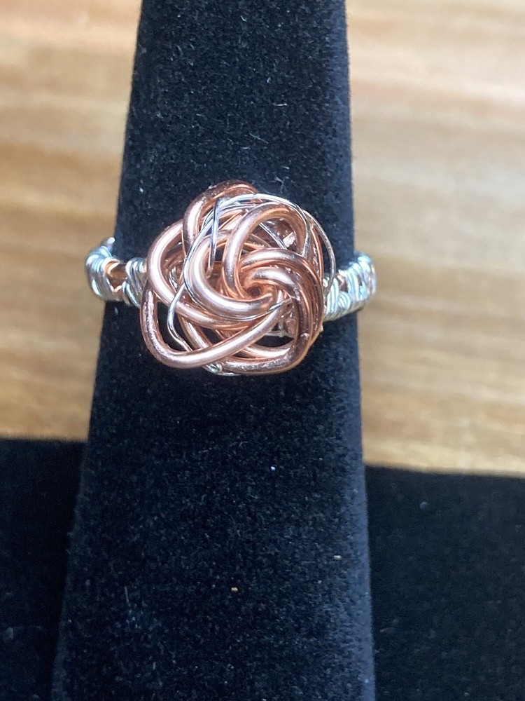 Rose Ring Silver Plated Copper/ Copper Protective Coat Sz 6 Handmade