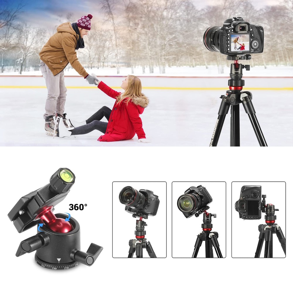 Mini Ball Head, Tripod Head Camera 360° Panoramic with 1/4" Screw 3/8" Thread...