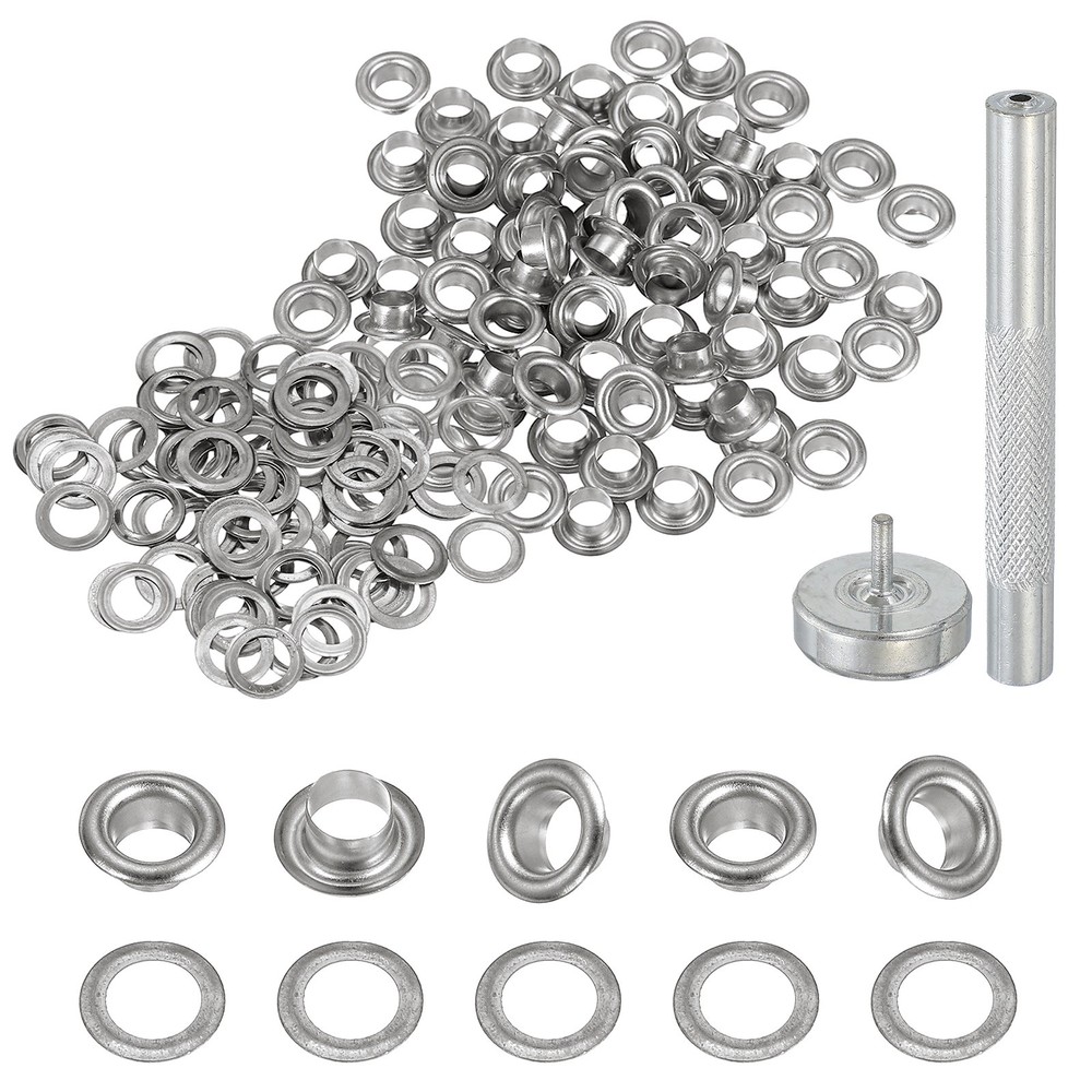 80Set Grommets Eyelets Kit 4.5mm Copper Eyelets with Setting Tool Silver