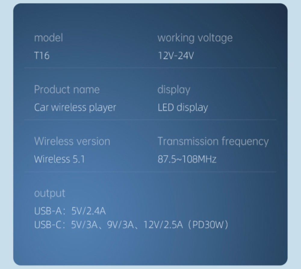 Bluetooth 5.1 Car Wireless FM Transmitter Adapter USB PD Fast Charge Hands-free