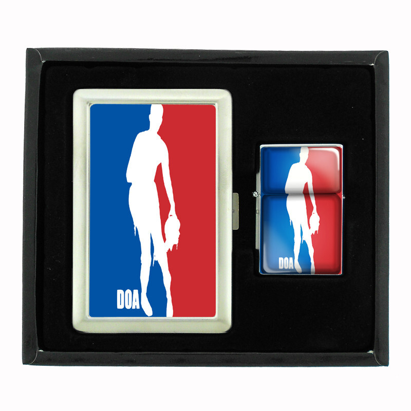 FUNNY ZOMBIE D6 CIGARETTE CASE / WALLET & LIGHTER GIFT SET