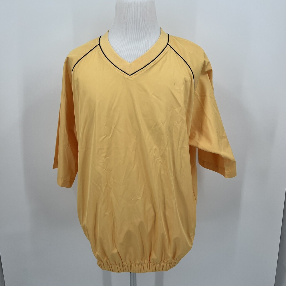FJ FootJoy Men's Windbreaker Golf Pullover XL Extra Large Solid Yellow Navy Trim