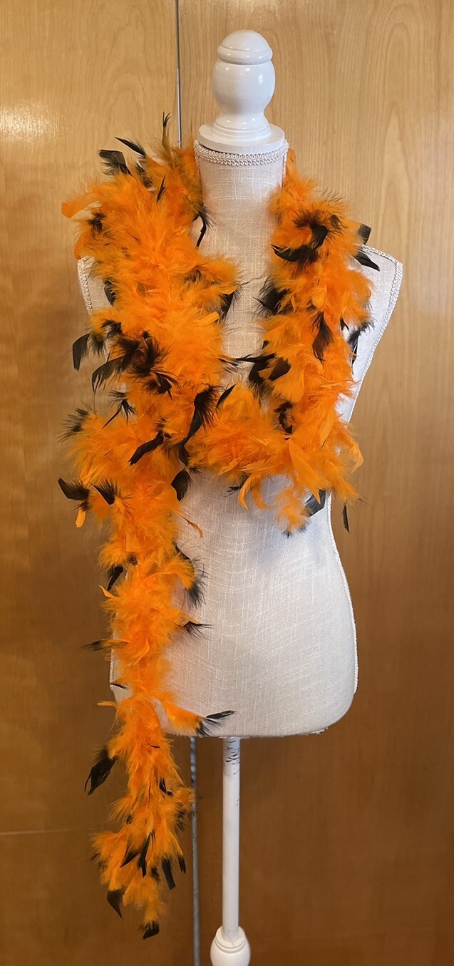 Feather Garland Boa 6ft Orange Black Halloween Costume Dance Party New MSRP$7.99