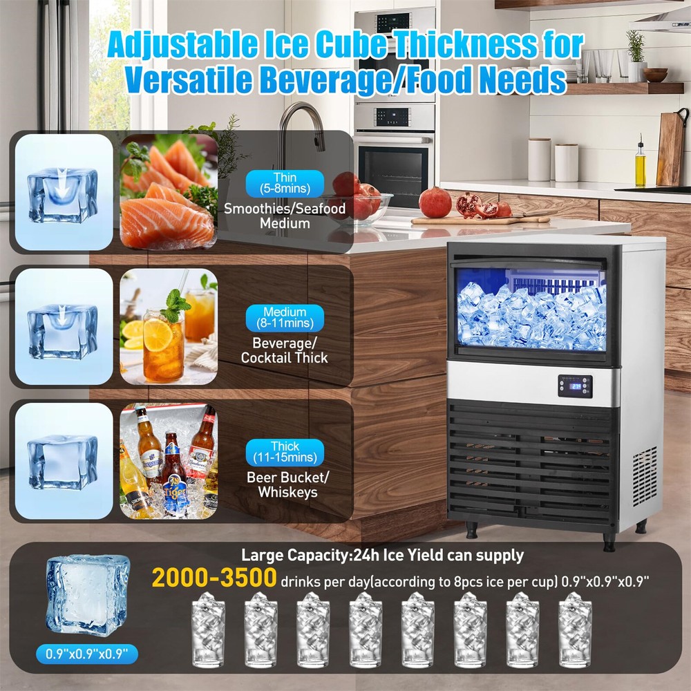 340W Ice Maker Machine 150LBS/Day Crushed Ice Maker with Chewable Ice Cubes