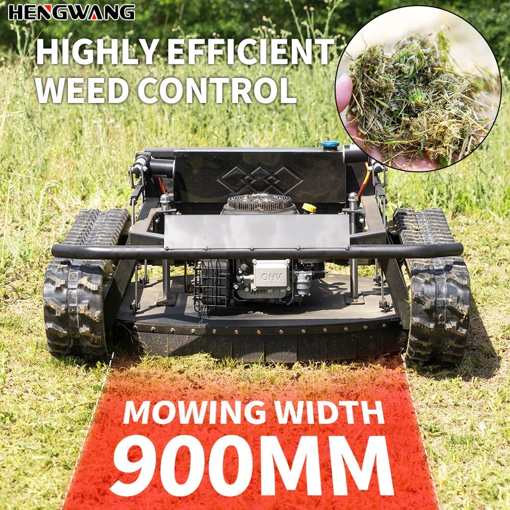 HW608-90 Remote Control Lawn Mower 65° Climbing Adjustable Mowing Height Four-W