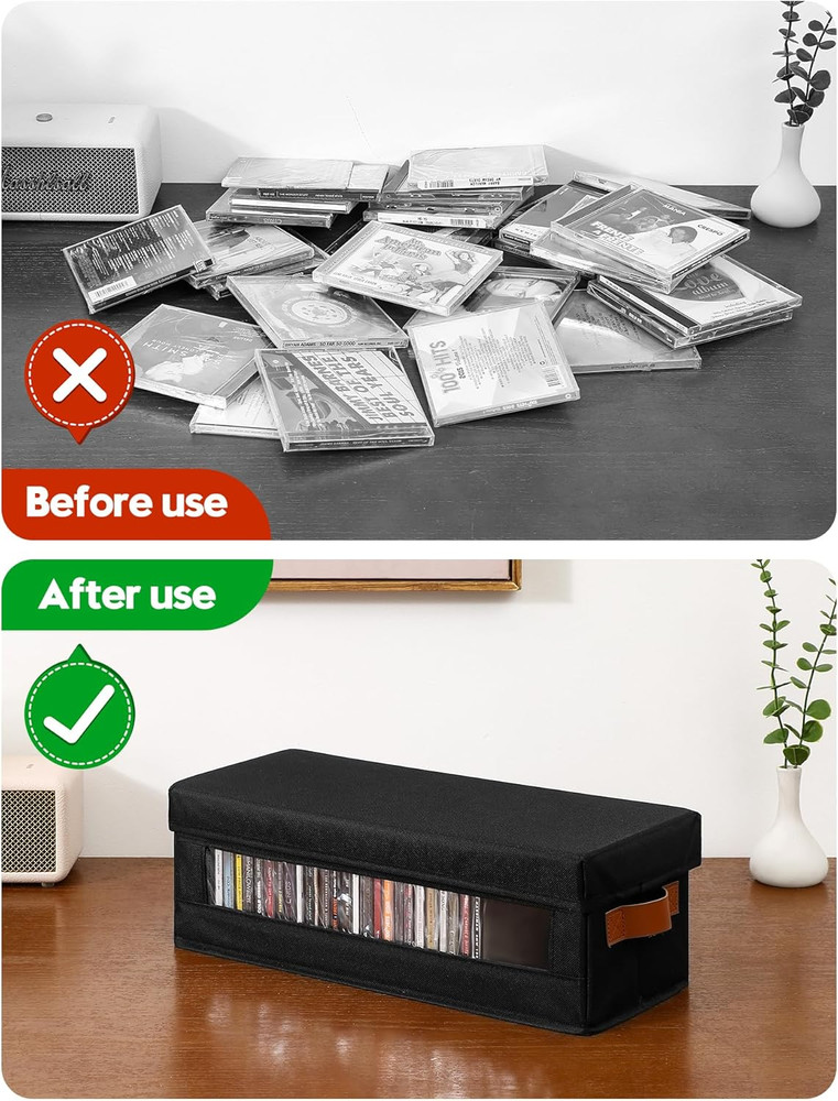 6 Packs CD Storage Box with Visible Window, Stackable CD Case Holder with Dustpr