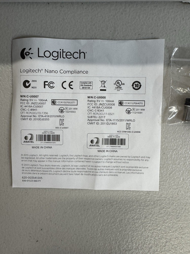 Logitech MK710 Wireless Keyboard Mouse Combo K710 M705 Unifying